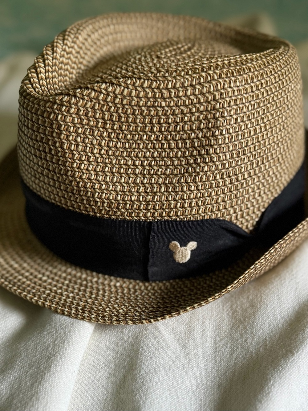 Men's Straw Fedora Hat with Black Band - Tan